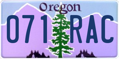 OR license plate 071RAC