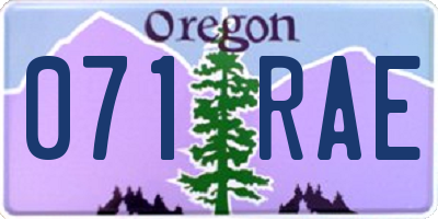 OR license plate 071RAE