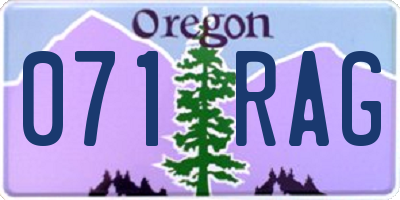OR license plate 071RAG
