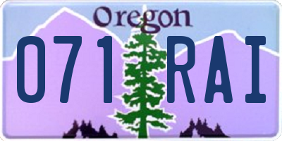OR license plate 071RAI