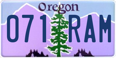 OR license plate 071RAM