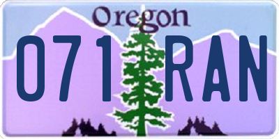 OR license plate 071RAN