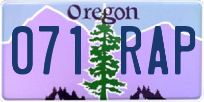 OR license plate 071RAP