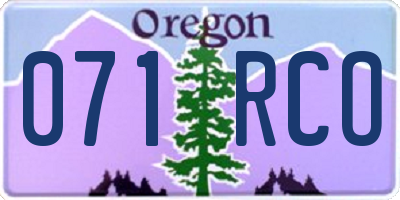 OR license plate 071RCO
