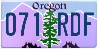 OR license plate 071RDF