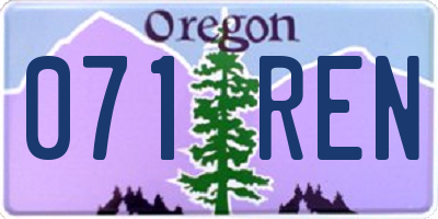 OR license plate 071REN