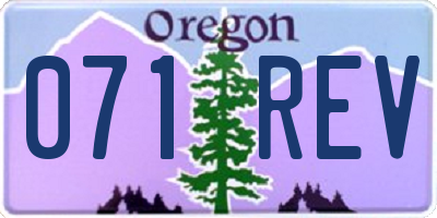 OR license plate 071REV