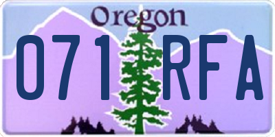 OR license plate 071RFA