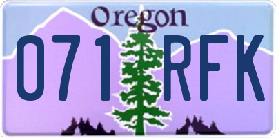 OR license plate 071RFK