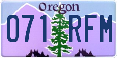 OR license plate 071RFM