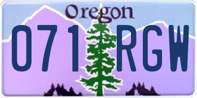 OR license plate 071RGW
