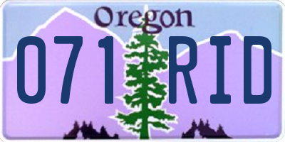 OR license plate 071RID
