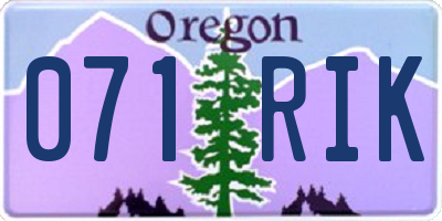 OR license plate 071RIK