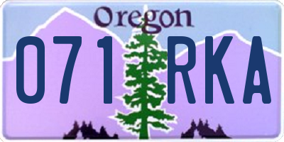 OR license plate 071RKA