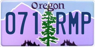 OR license plate 071RMP