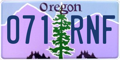OR license plate 071RNF
