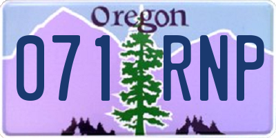 OR license plate 071RNP