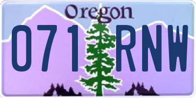 OR license plate 071RNW