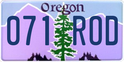 OR license plate 071ROD