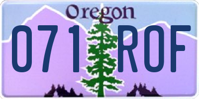 OR license plate 071ROF