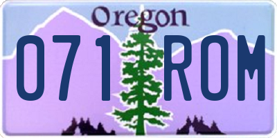 OR license plate 071ROM
