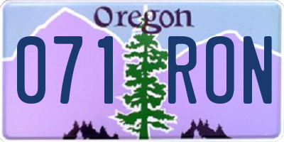OR license plate 071RON