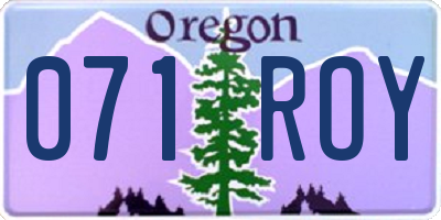 OR license plate 071ROY