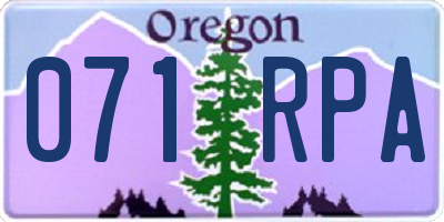 OR license plate 071RPA