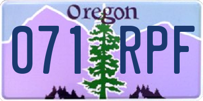 OR license plate 071RPF