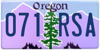 OR license plate 071RSA