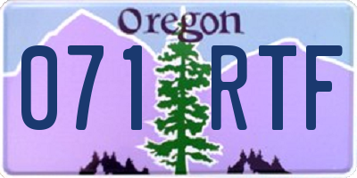 OR license plate 071RTF