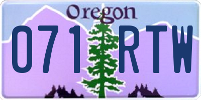 OR license plate 071RTW