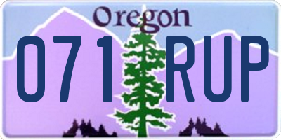 OR license plate 071RUP