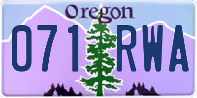 OR license plate 071RWA
