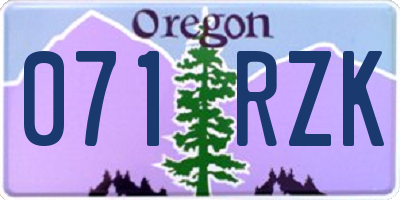 OR license plate 071RZK