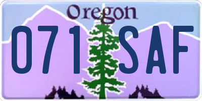 OR license plate 071SAF