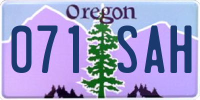 OR license plate 071SAH