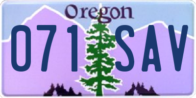 OR license plate 071SAV