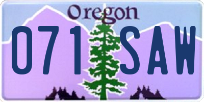 OR license plate 071SAW