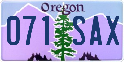 OR license plate 071SAX