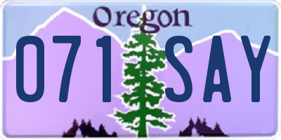 OR license plate 071SAY