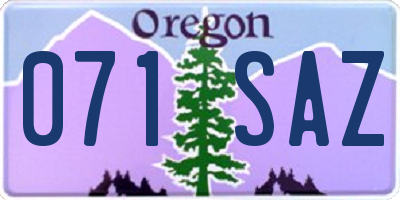 OR license plate 071SAZ