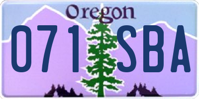 OR license plate 071SBA