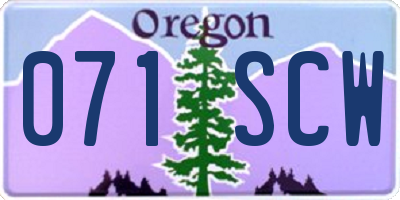 OR license plate 071SCW