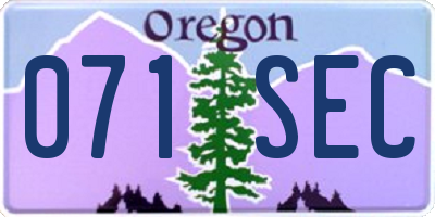 OR license plate 071SEC