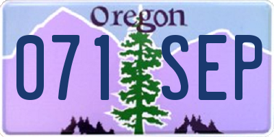OR license plate 071SEP