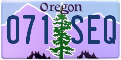 OR license plate 071SEQ