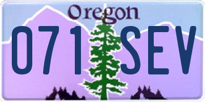 OR license plate 071SEV