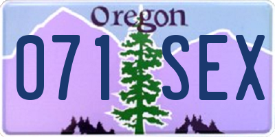 OR license plate 071SEX