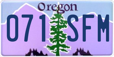 OR license plate 071SFM
